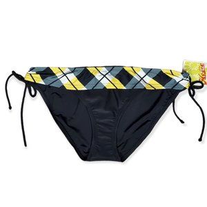 💖💖NWT CLASSIC HOBIE CINCH SIDE HIPSTER BIKINI BOTTOMS (BLACK & YELLOW / XL)